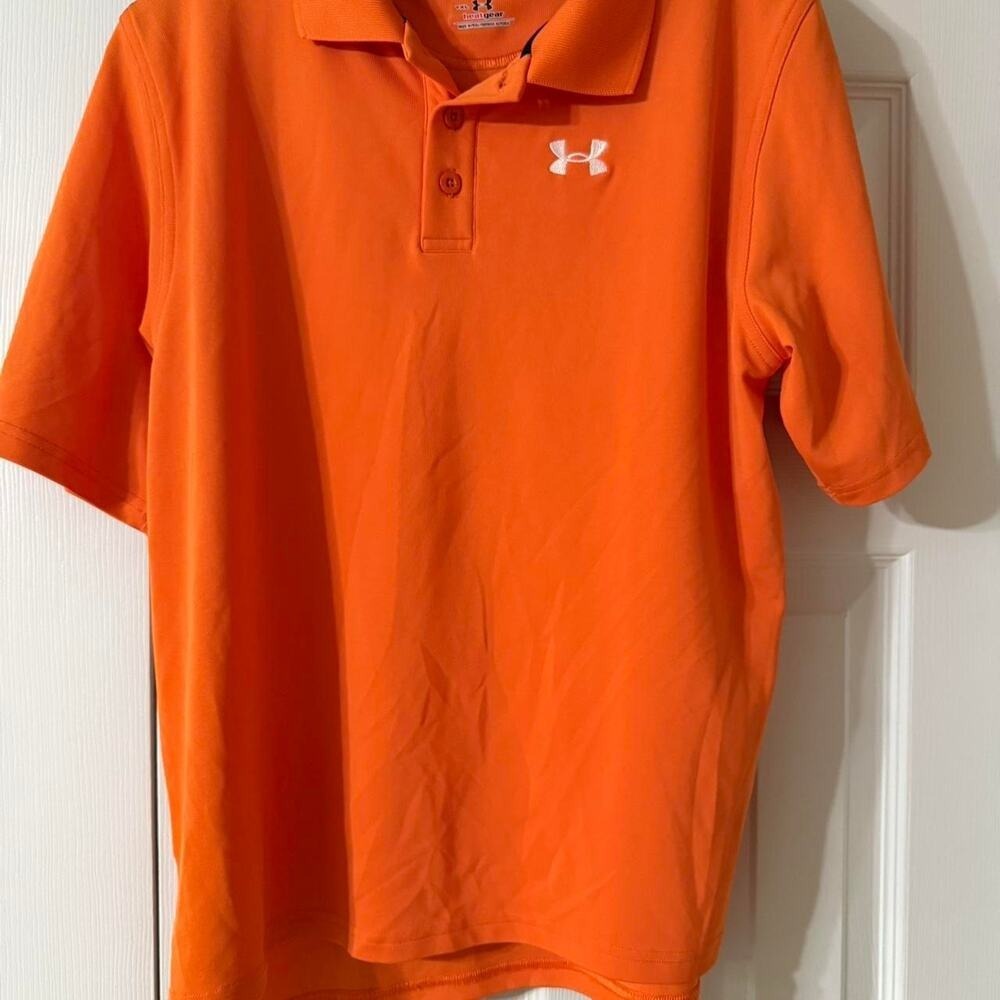 Orange Under Armour polo shirt Youth XLarge